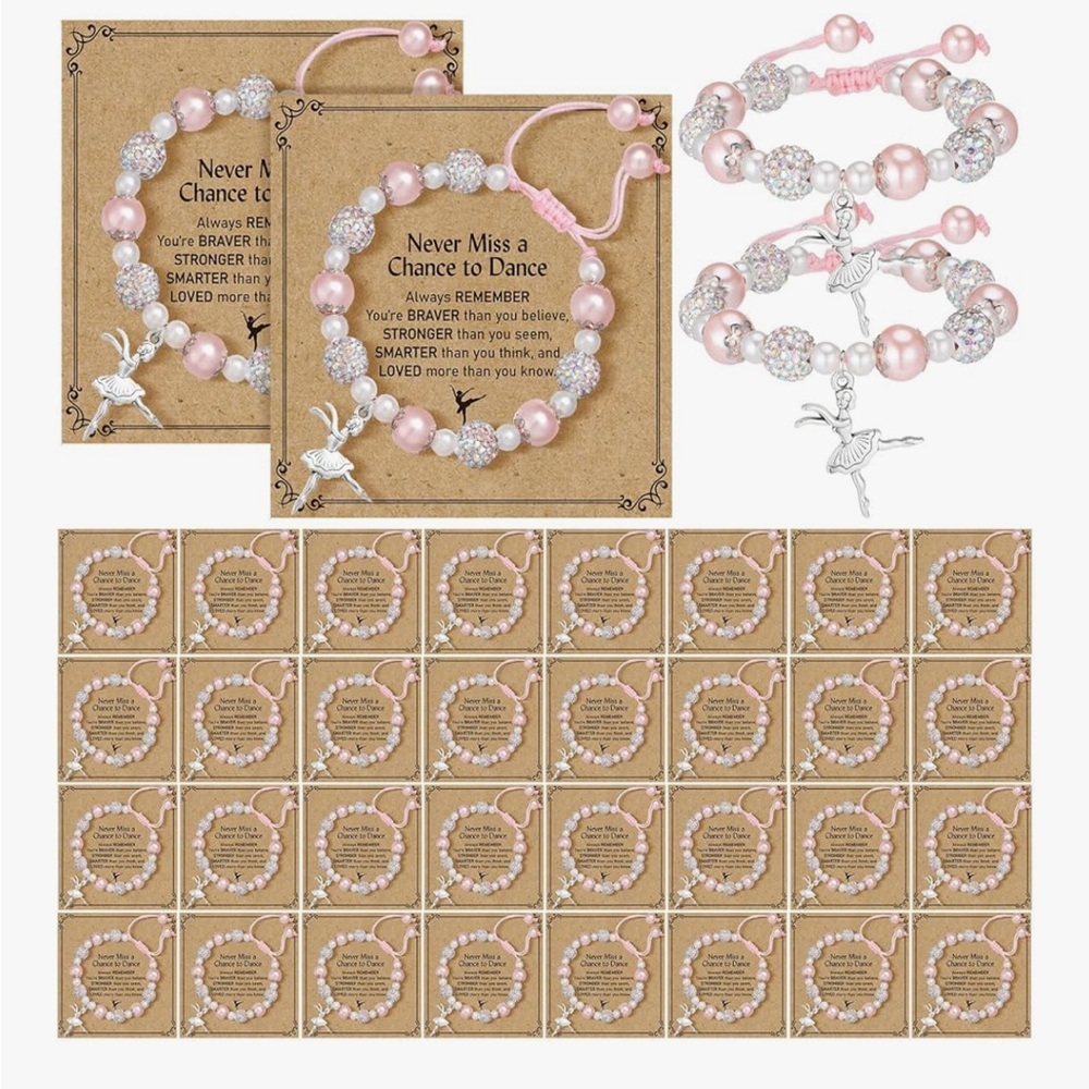 Pink and Silver Charm Bracelet Set